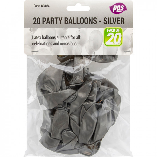 Party Balloons Silver 20pc/24 BALLOONS image