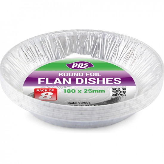 Foil Flan Dishes 180 x 25mm 8pc/24 FLAN & PIE DISHES image