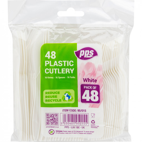 Cutlery Assorted Plastic White 48pcs/48 image