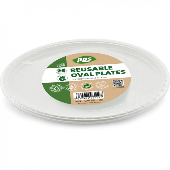 Plates Plastic Oval White 6pcs/40 image