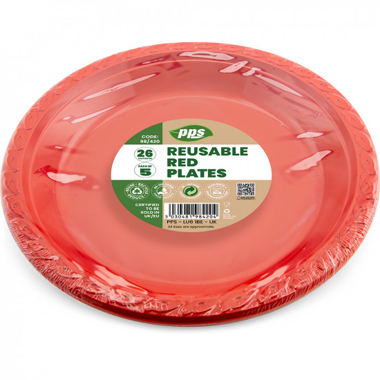Plates Plastic Round Red 26cm 6pc/30 PLATES & BOWLS, PLASTIC PLATES image
