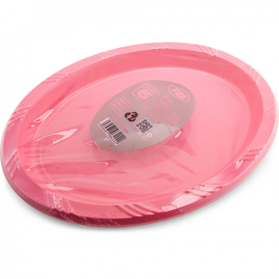 Plates Plastic Oval Pink 26cm 5pc/30 PLATES & BOWLS, PLASTIC PLATES image
