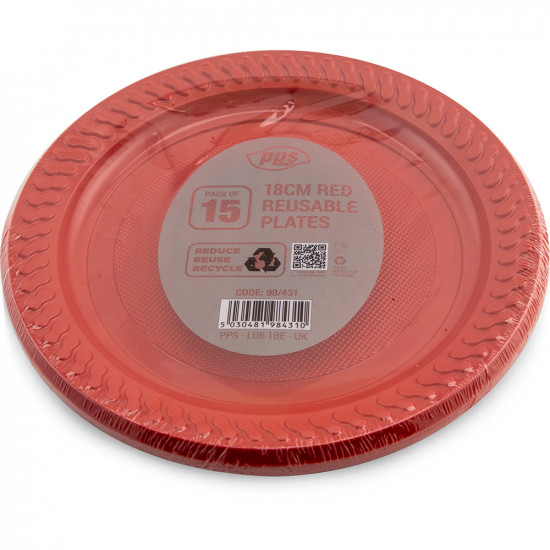 Plates Plastic Red 18cm 15pcs/30 image