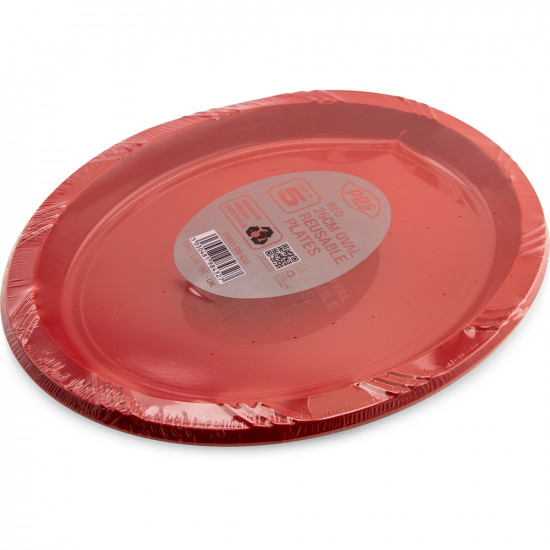 Plates Plastic Oval Red 26cm 5pc/30 PLATES & BOWLS, PLASTIC PLATES image