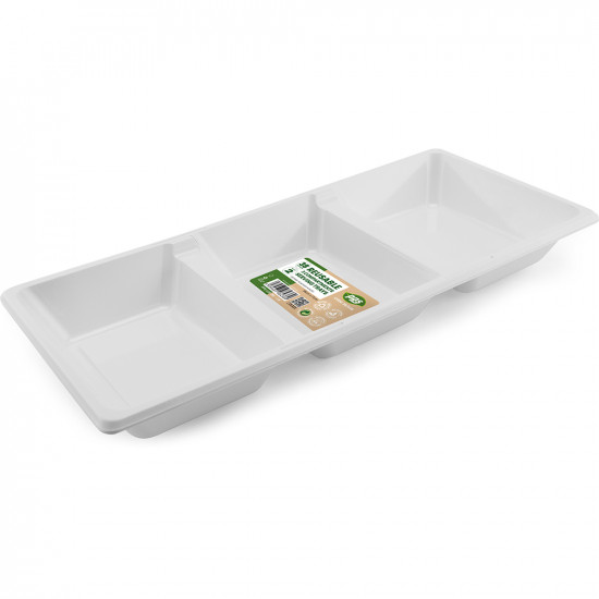 Plates Plastic Serving tray 3 comp White 38cmx17cm 2pc/48 image