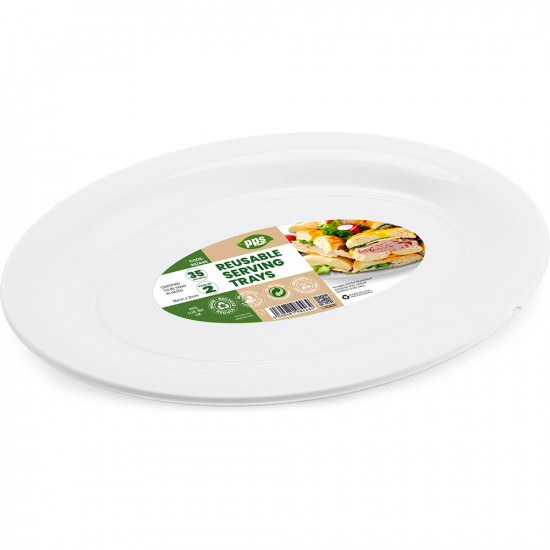 Plates Plastic Serving platter White 40x28cm 2pc/36 PLATES & BOWLS, SERVING PLATTERS image